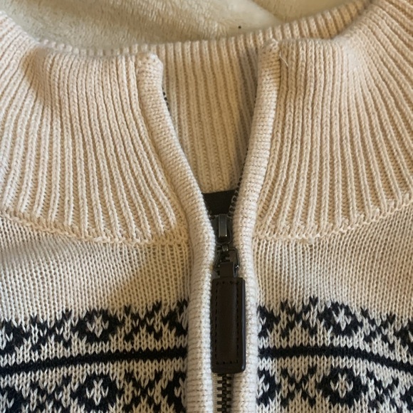 Aspen Mens Cream colored Blue Snowflake Sweater 100%Cotton - Picture 4 of 7